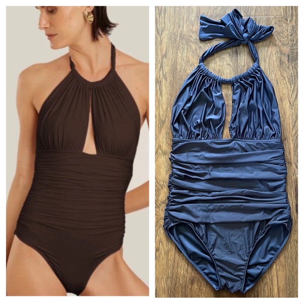 Lenny Niemeyer Bio Ruched Halter One Piece Swimsuit